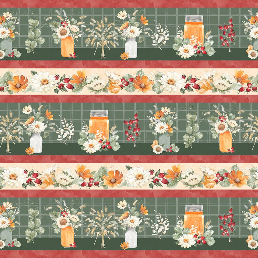 Harvest Blooms Repeating Stripe Multi – Remnant 33″ × 44″