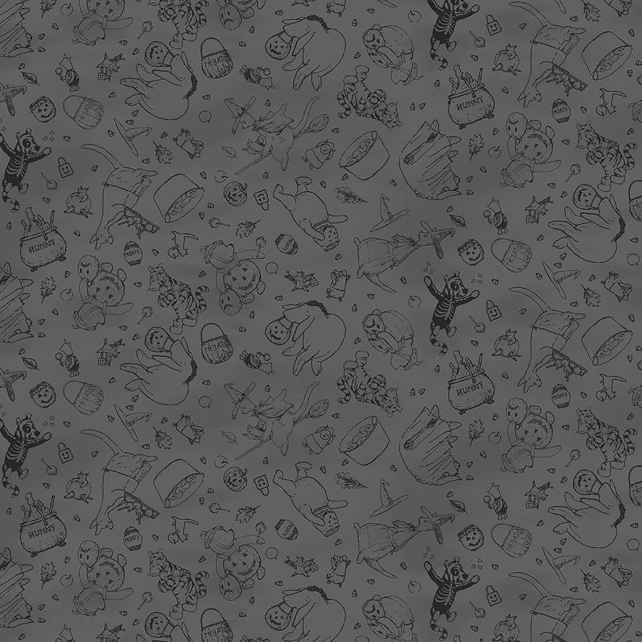 Haunted Acre Wood Crew Lineart Charcoal - Studio E from Fort Worth Fabric Studio