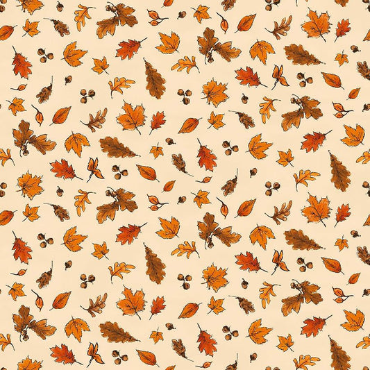 Haunted Acre Wood Leaves Yellow - Studio E from Fort Worth Fabric Studio