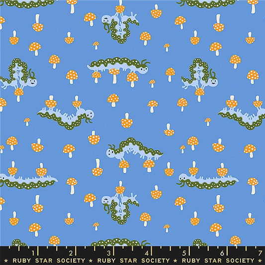 Hello Alice Caterpillars Lindley Blue - Ruby Star Society from Fort Worth Fabric Studio