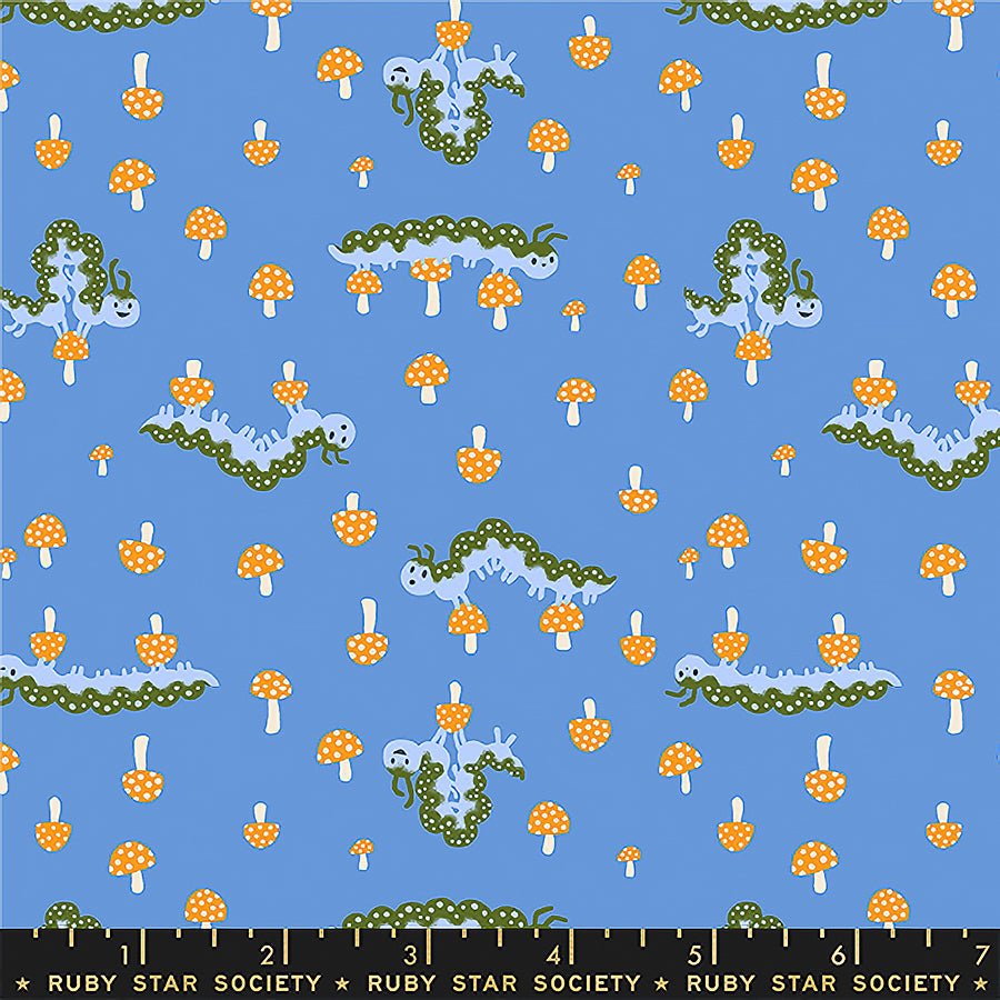 Hello Alice Caterpillars Lindley Blue – Remnant 19″ × 44″
