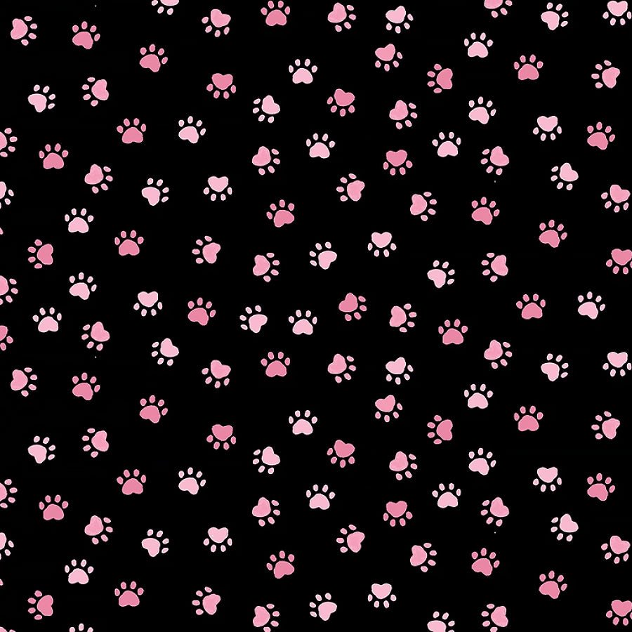 Here Comes Santa Claws Heart Pawprints Black - Timeless Treasures from Fort Worth Fabric Studio