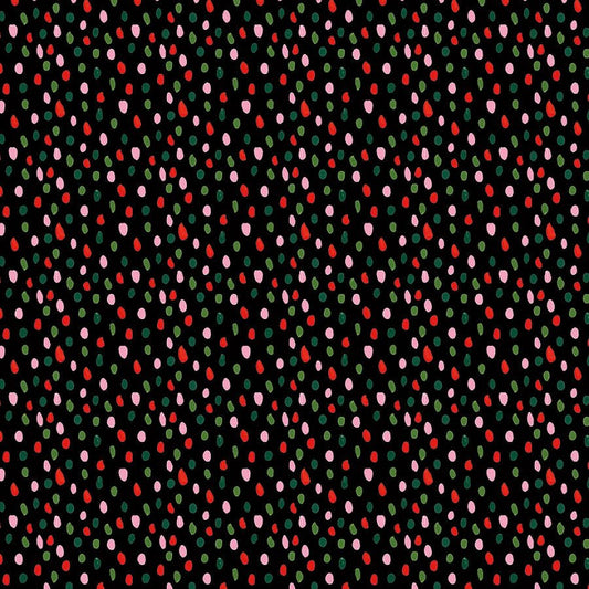 Here Comes Santa Claws Paintbrush Dots Multi - Timeless Treasures from Fort Worth Fabric Studio