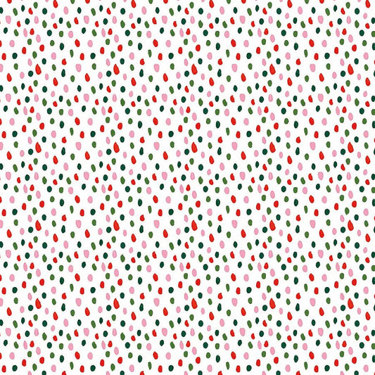 Here Comes Santa Claws Paintbrush Dots White - Timeless Treasures from Fort Worth Fabric Studio