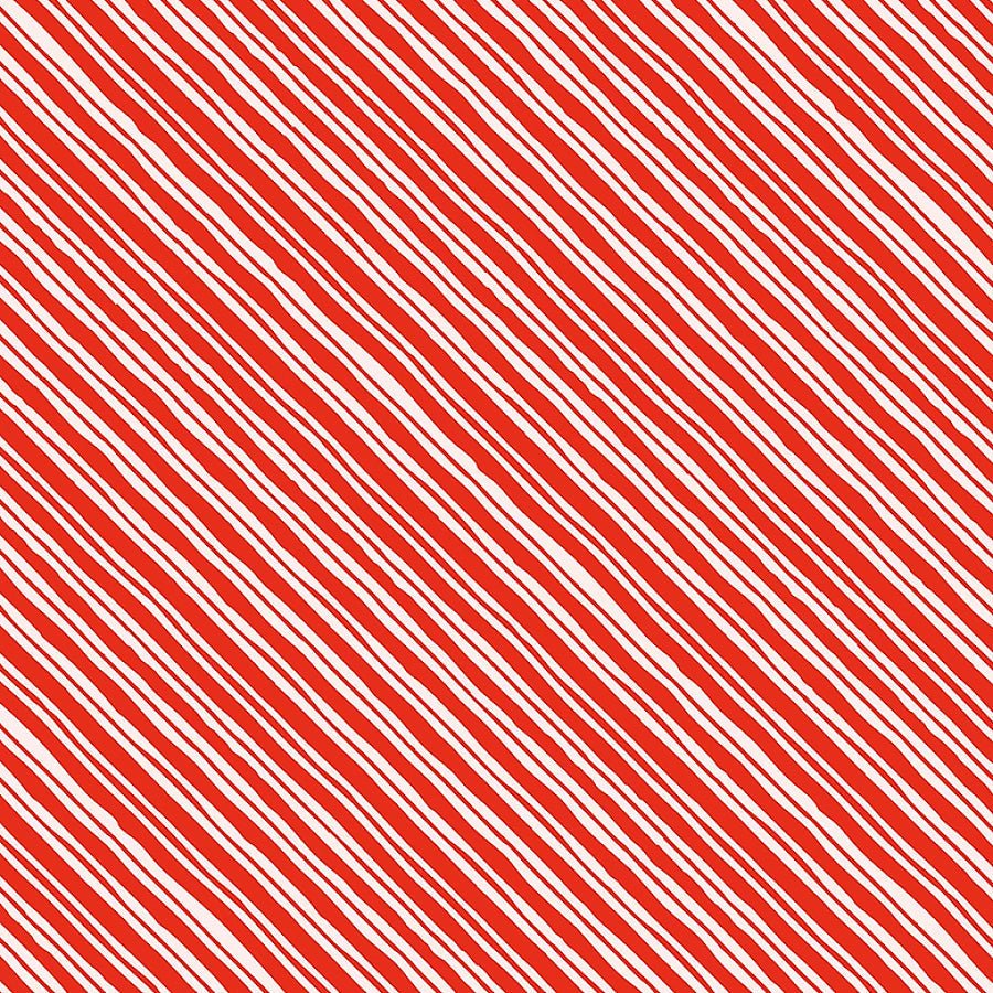 Here Comes Santa Claws Wavy Candy Cane Stripe Red – Remnant 11″ × 44″