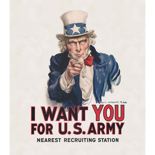 Heroes Wanted Minky 60" X 72" Uncle Sam Panel Cream - A.E. Nathan from Fort Worth Fabric Studio