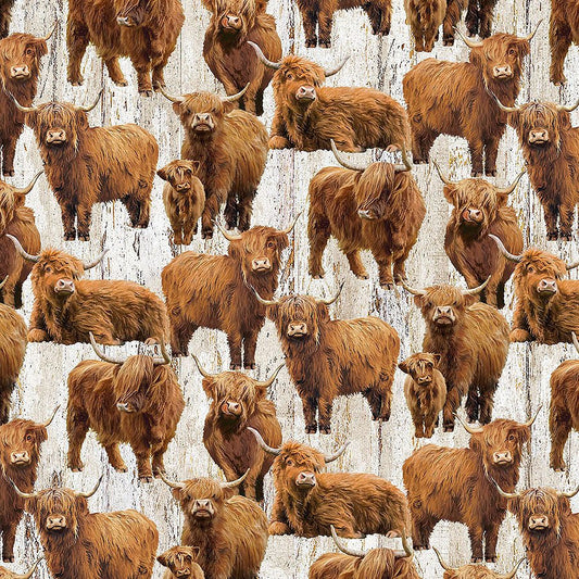 Highland Home Cows Beige - Northcott from Fort Worth Fabric Studio