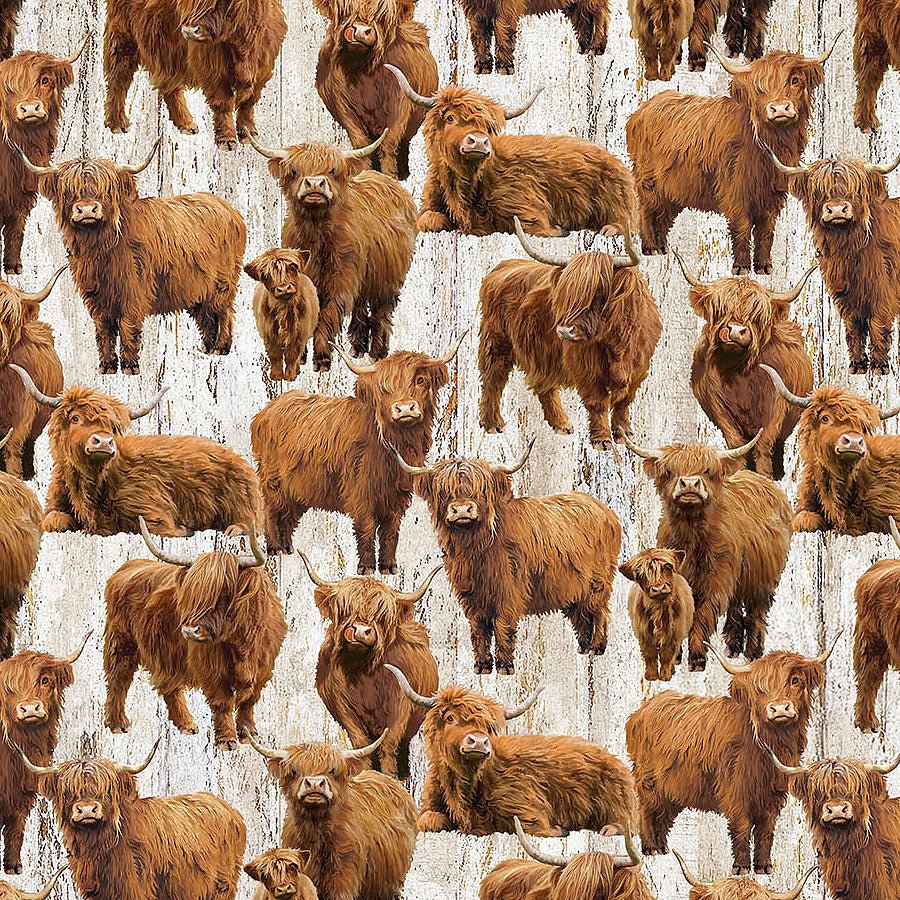 Highland Home Cows Beige – Remnant 27" × 44"