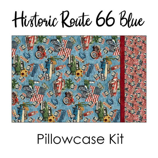 Historic Route 66 Blue Pillowcase Kit from Northcott - Northcott from Fort Worth Fabric Studio