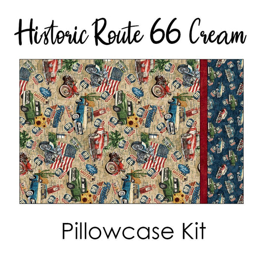 Historic Route 66 Cream Pillowcase Kit from Northcott - Northcott from Fort Worth Fabric Studio