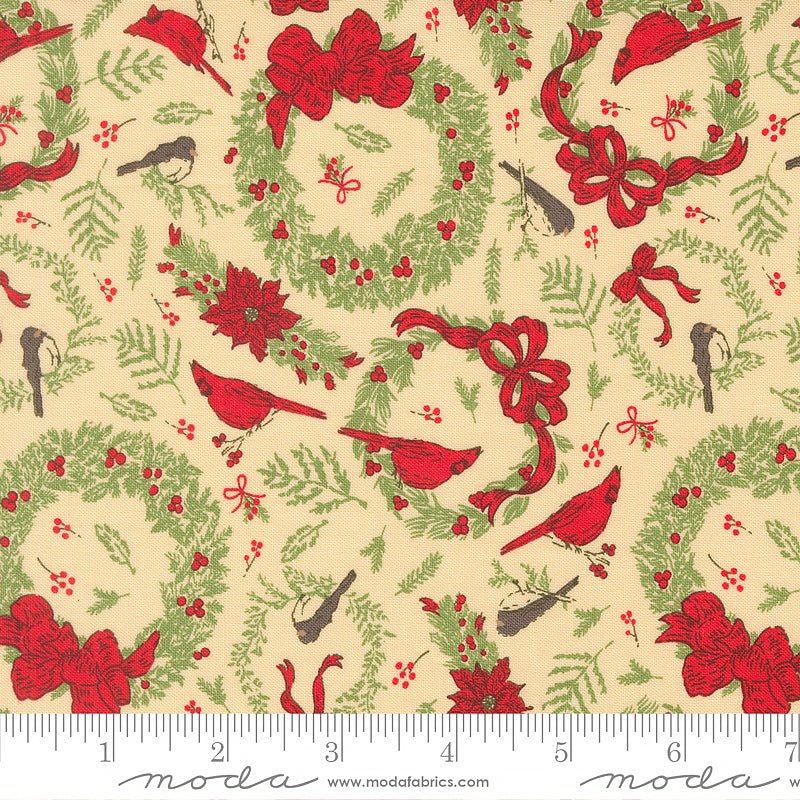Holiday Cheer Cardinal Wreaths Natural – Remnant 16″ × 44″