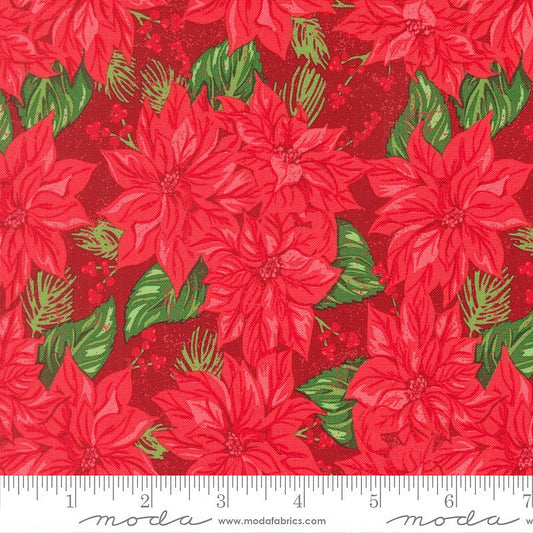 Holiday Cheer Poinsettia Florals Cardinal - Moda from Fort Worth Fabric Studio