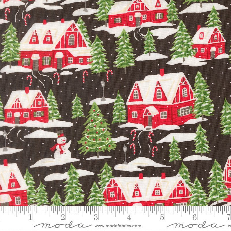 Holiday Cheer Village Landscape Midnight – Remnant 32″ × 44″