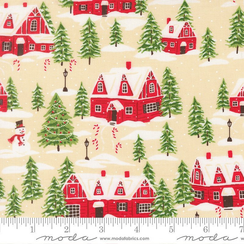 Holiday Cheer Village Landscape Natural – Remnant 14" × 44" - Moda from Fort Worth Fabric Studio