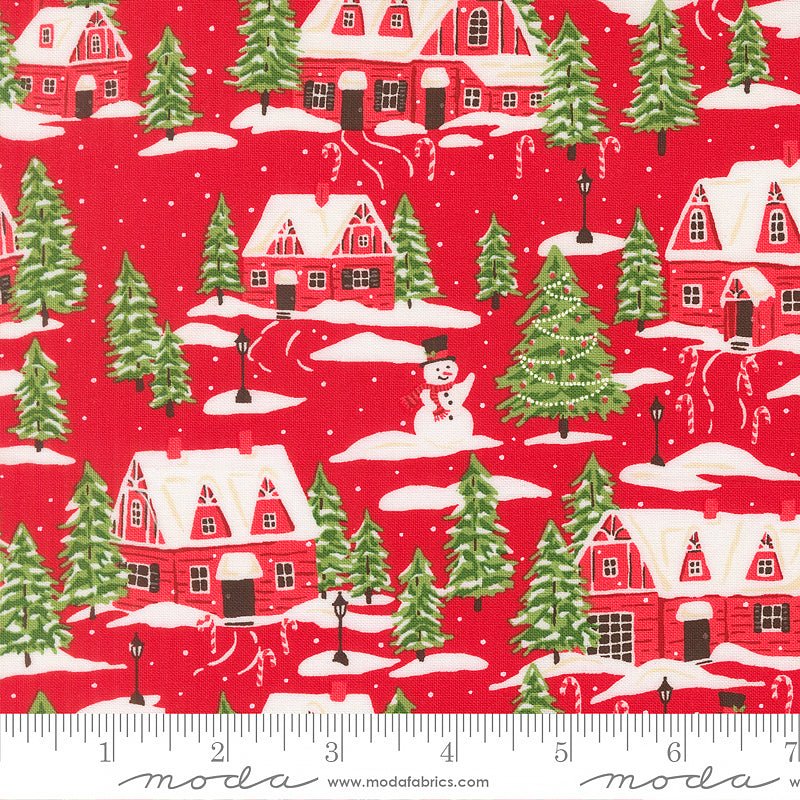 Holiday Cheer Village Landscape Poinsettia – Remnant 42" × 44"