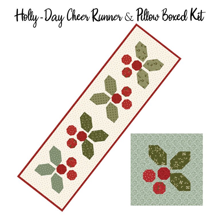 Holly - Day Cheer Runner & Pillow Boxed Kit with Christmas Greetings from Riley Blake - Riley Blake