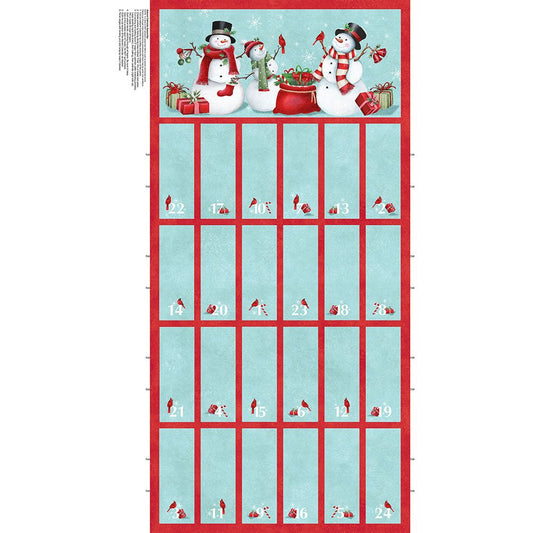 Holly Jolly 24" Advent Calendar Panel Turquoise Multi - Northcott from Fort Worth Fabric Studio