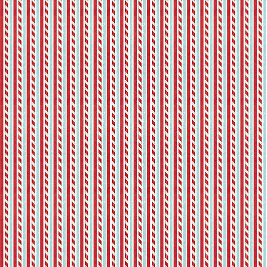 Holly Jolly Candycane Stripe White Multi - Northcott from Fort Worth Fabric Studio