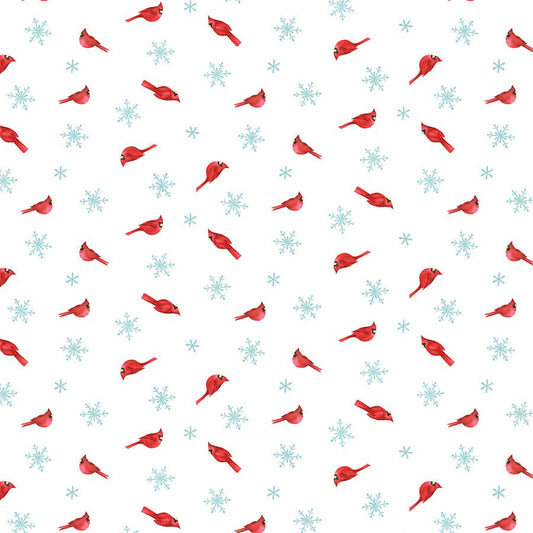 Holly Jolly Cardinal Toss White Multi - Northcott from Fort Worth Fabric Studio