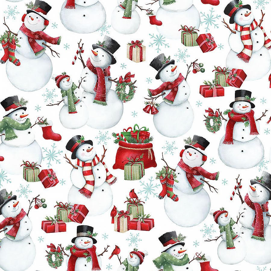 Holly Jolly Snowmen White Multi – Remnant 28″ × 44″