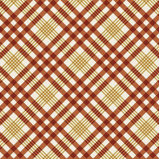 Honeycrisp Cozy Plaid Ivory/Ruby – Remnant 32″ × 44″ - Windham from Fort Worth Fabric Studio