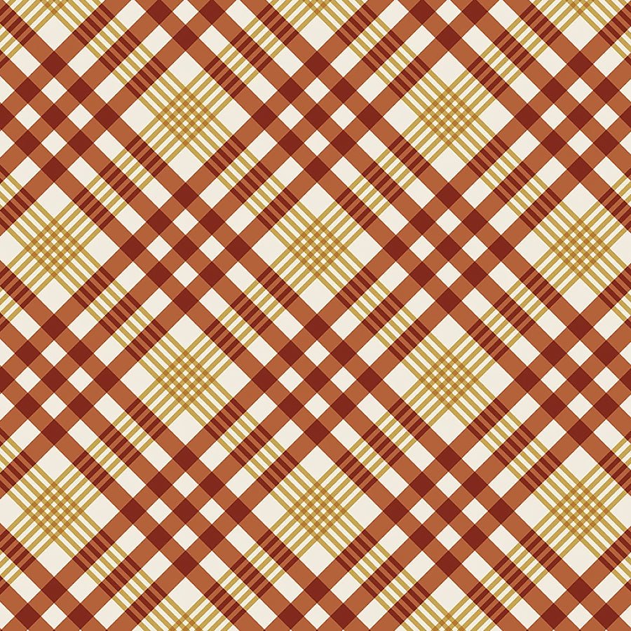 Honeycrisp Cozy Plaid Ivory/Ruby – Remnant 32″ × 44″