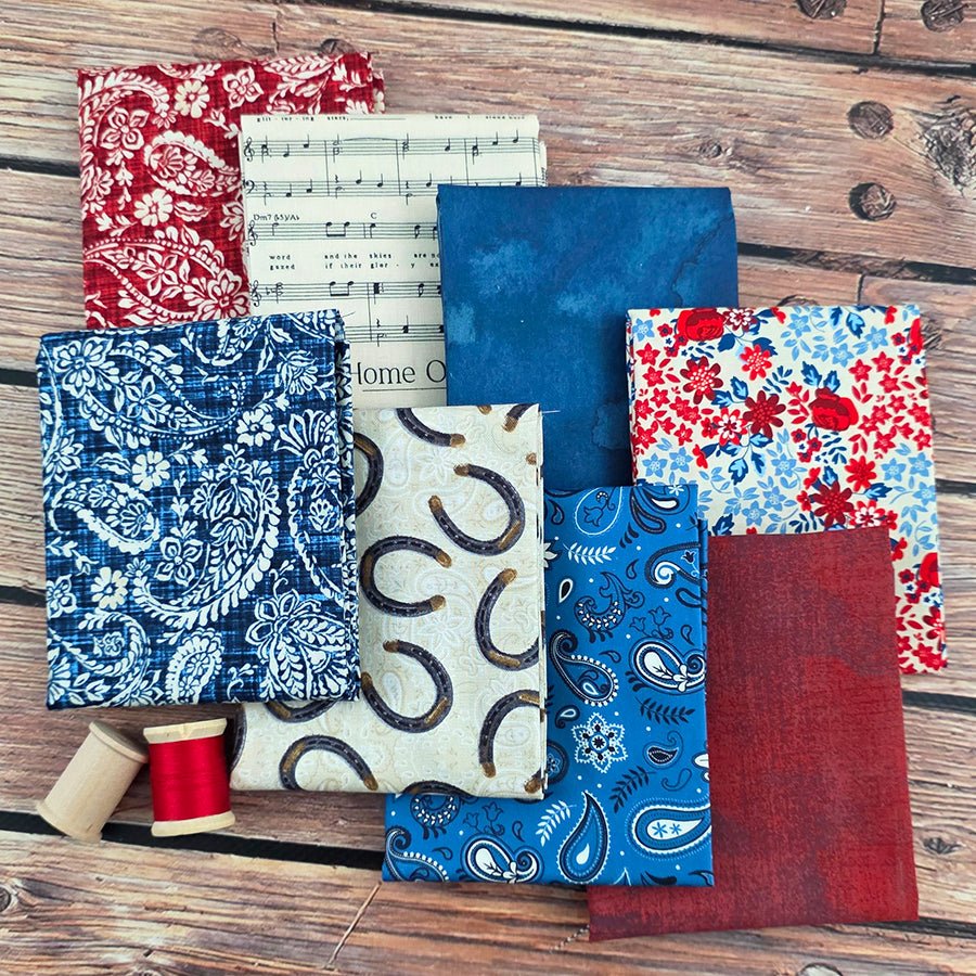 Honky Tonk Blues Red White & Blue Fat Quarter Bundle (8 FQs) – FWFS Exclusive - Fort Worth Fabric Studio from Fort Worth Fabric Studio