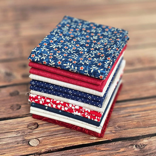 Honky Tonk Blues Red White & Blue Fat Quarter Bundle (9 FQs) – FWFS Exclusive - Fort Worth Fabric Studio from Fort Worth Fabric Studio