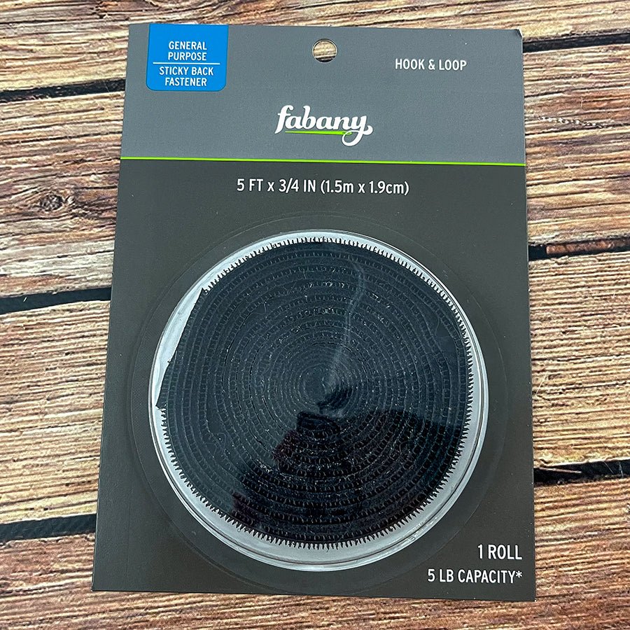 Hook & Loop Sticky Back Fastener Black ¾" x 5' by Fabany - Fabany from Fort Worth Fabric Studio