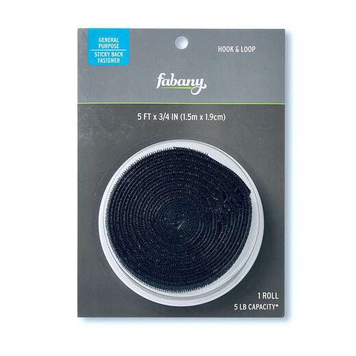 Hook & Loop Sticky Back Fastener Black ¾" x 5' by Fabany - Fabany from Fort Worth Fabric Studio
