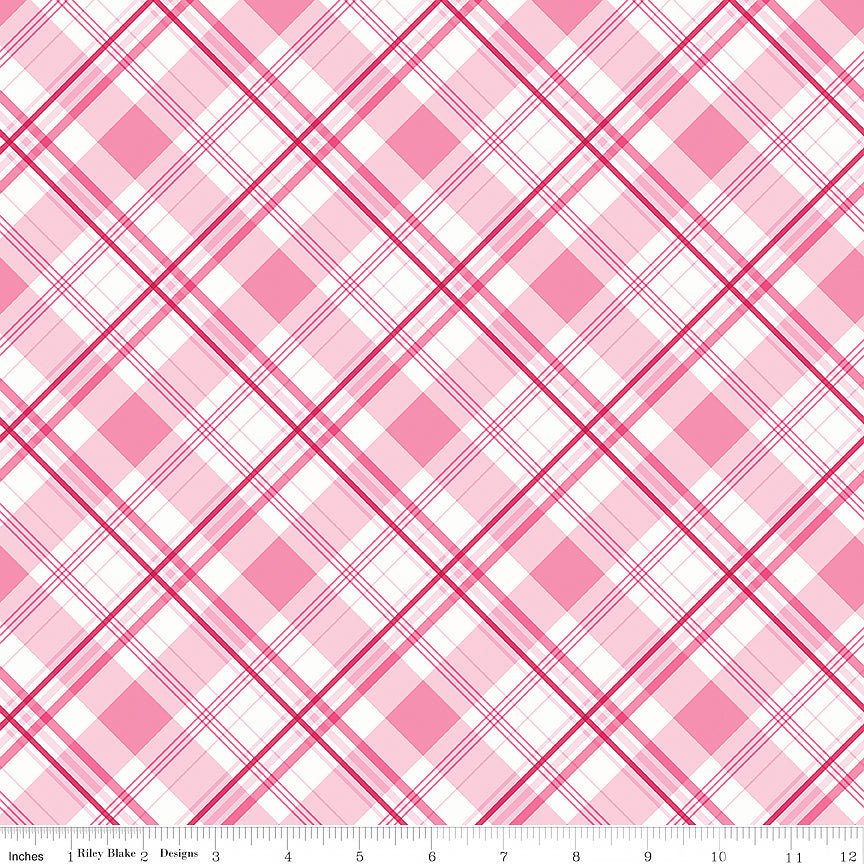 Hydrangeas in the Garden Plaid Pink - Riley Blake from Fort Worth Fabric Studio