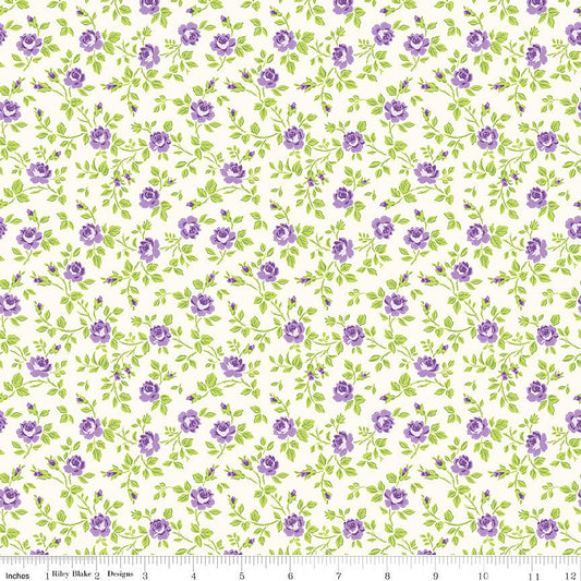 Hydrangeas in the Garden Tossed Floral Cream - Riley Blake from Fort Worth Fabric Studio