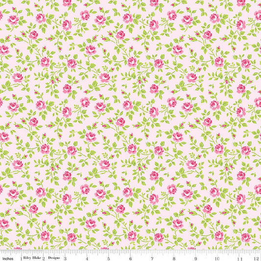 Hydrangeas in the Garden Tossed Floral Pink - Riley Blake from Fort Worth Fabric Studio