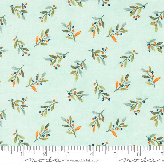 I Love Fall Most Of All Leaves & Berries Aqua - Moda from Fort Worth Fabric Studio