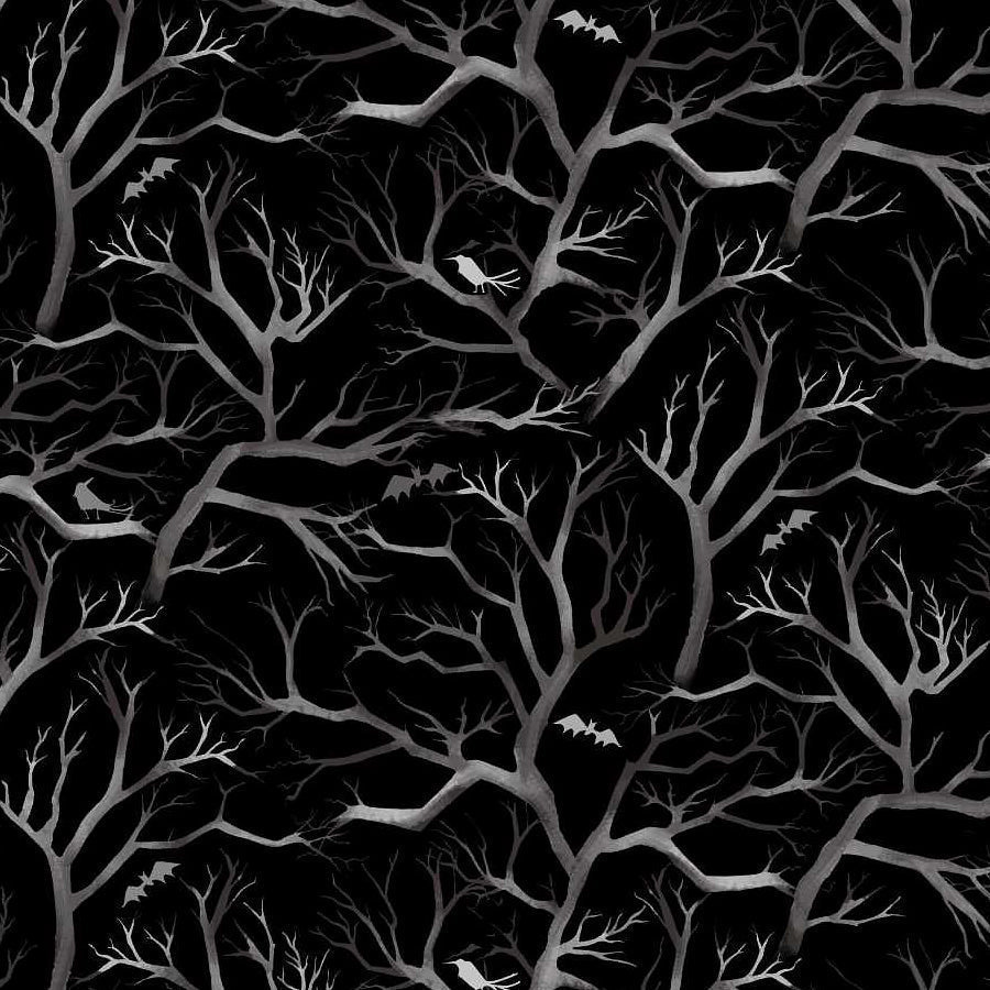 I Made A Boo-Boo Branches & Bats Black – Remnant 32″ × 44″ - Studio E from Fort Worth Fabric Studio