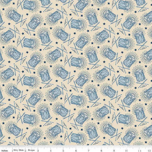 Independence Drums Beige - Riley Blake from Fort Worth Fabric Studio
