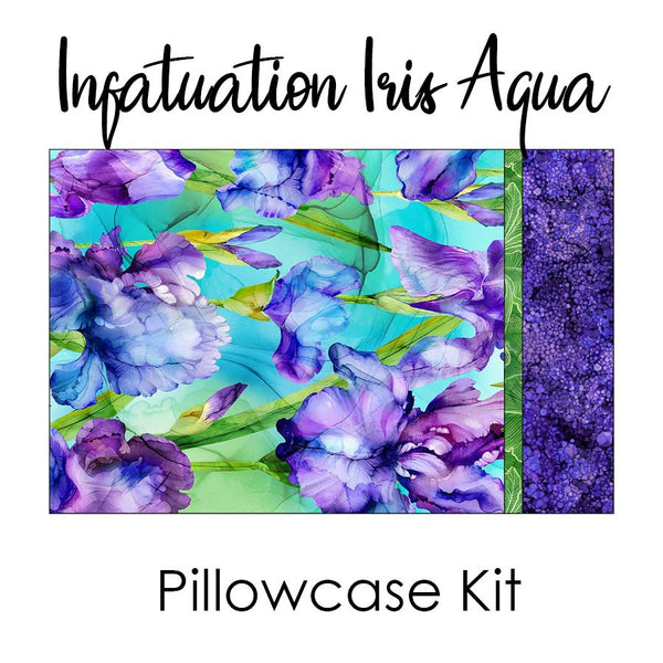 Infatuation Iris Aqua Pillowcase Kit from Northcott - Northcott from Fort Worth Fabric Studio