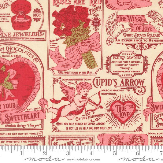 Je T'aime Vintage Advertising Lace - Moda from Fort Worth Fabric Studio