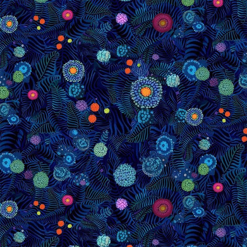 Jubilant Night Floral Sapphire – Remnant 29″ × 44″