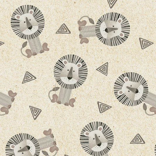 Jungle Romp Minky Tossed Lions Cream - Henry Glass from Fort Worth Fabric Studio