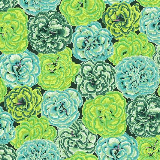 Kaffe Fassett Collective Picotee Carnations Green - Free Spirit from Fort Worth Fabric Studio
