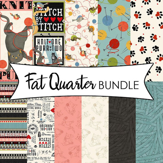 Knit 1, Purr 2 Fat Quarter + Panel Bundle - Studio E from Fort Worth Fabric Studio