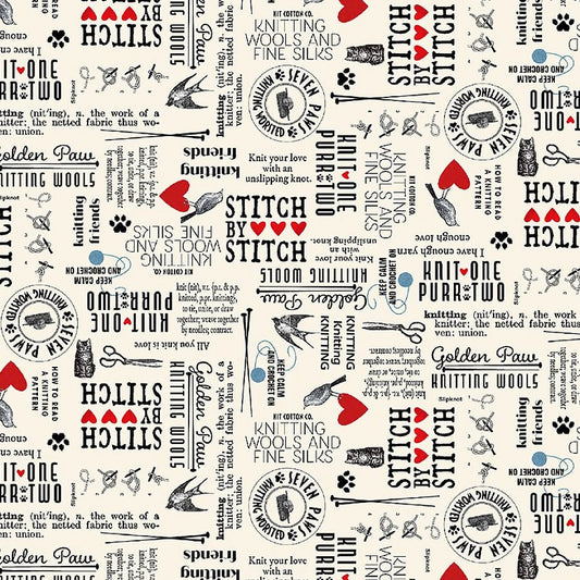 Knit 1, Purr 2 Newsletter Ecru - Studio E from Fort Worth Fabric Studio