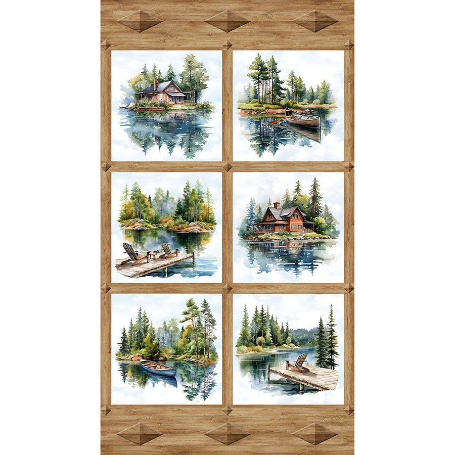 Lakeside Retreat 24" Panel Brown Multi - Northcott from Fort Worth Fabric Studio