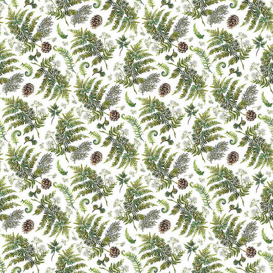 Lakeside Retreat Ferns White Multi - Northcott from Fort Worth Fabric Studio