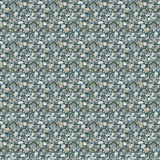 Lakeside Retreat River Rocks Green Multi - Northcott from Fort Worth Fabric Studio