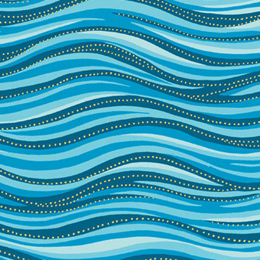 Laurel Burch Basics Wave Aqua Metallic - Clothworks from Fort Worth Fabric Studio