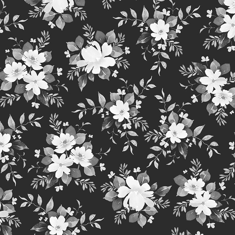 Lemon Zest Floral Black - Clothworks from Fort Worth Fabric Studio