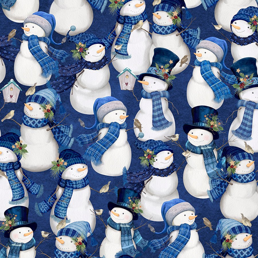 Let It Snow - Man! Packed Snowmen Dark Blue - Wilmington Prints from Fort Worth Fabric Studio