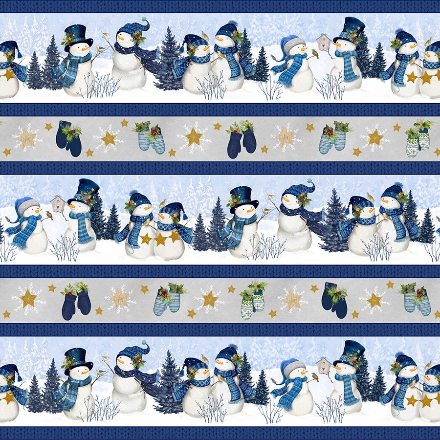 Let It Snow-Man! Repeating Stripe Multi – Remnant 21″ × 44″